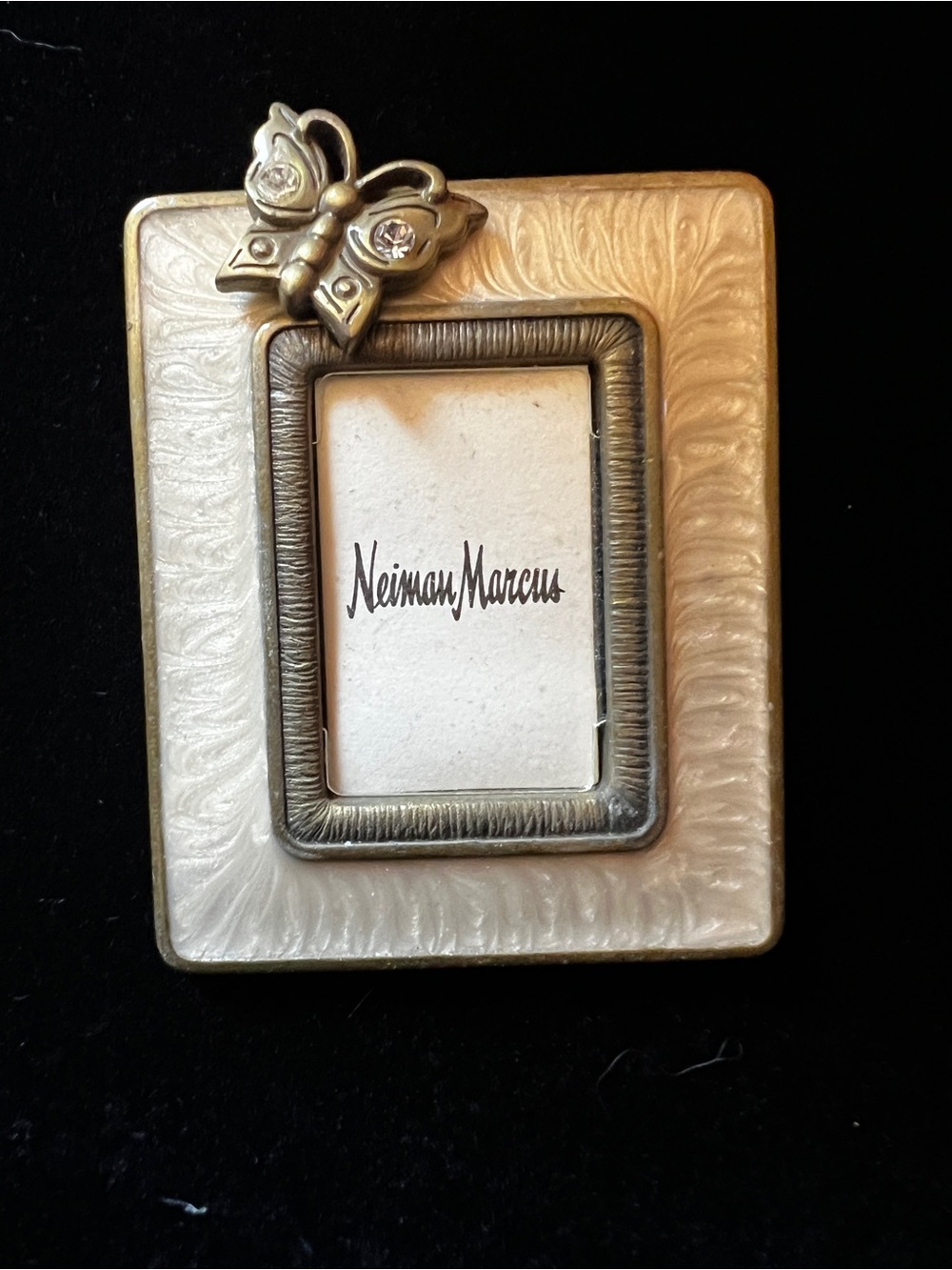 Jay Strongwater Mini Neiman Marcus Gold and Cream Butterfly Accent Frame
